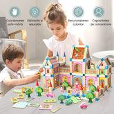 Set de construcție din 128 de piese, lemn,  3 ani+